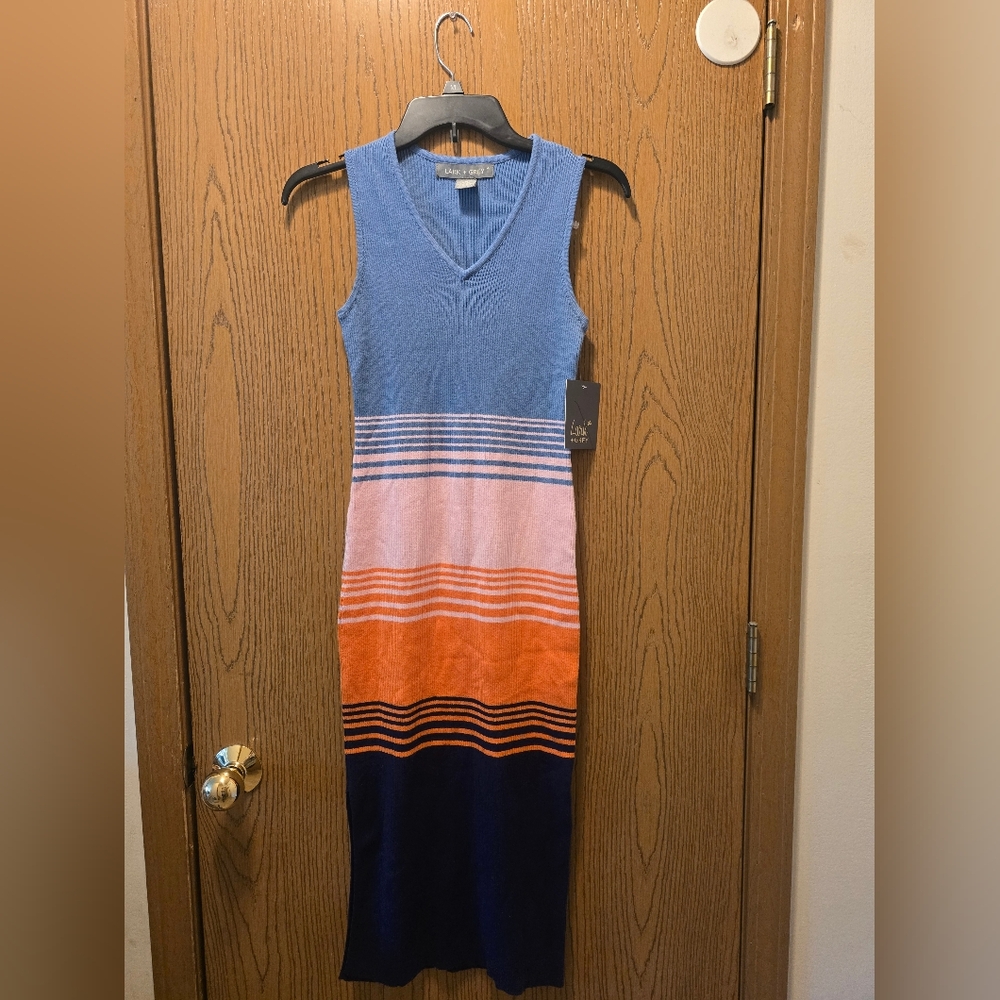NEW Lark + Grey Nordstrom Striped Sleeveless Dress SO SOFT with Slit Size M